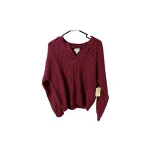 NWT St. John’s Bay Maroon Cable Knit Sweater